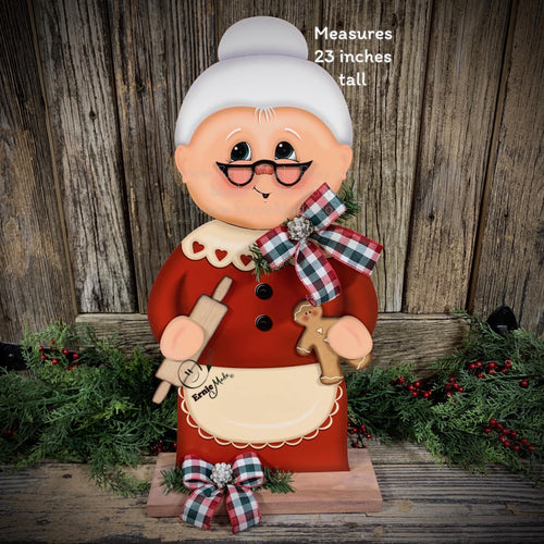Mrs. Clause decoration, Christmas Gingerbread centerpiece, wood shelf sitter, Gingerbread kitchen baking table decor, Gingerbread doll decor
