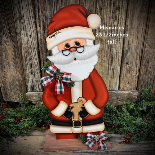 Santa Clause decoration, Christmas Gingerbread centerpiece, Santa Clause shelf sitter, gingerbread doll arrangement, wood Christmas decor