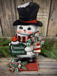 Snowman decoration, Shelf sitter Snowman, Christmas tiered tray decor, Winter tiered tray sitter, Christmas decoration, Wooden Snowman decor