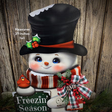 Load image into Gallery viewer, Snowman decoration, Shelf sitter Snowman, Christmas tiered tray decor, Winter tiered tray sitter, Christmas decoration, Wooden Snowman decor
