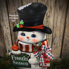 Load image into Gallery viewer, Snowman decoration, Shelf sitter Snowman, Christmas tiered tray decor, Winter tiered tray sitter, Christmas decoration, Wooden Snowman decor
