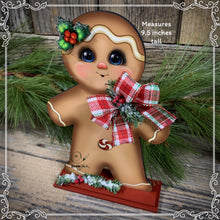 Load image into Gallery viewer, Gingerbread Decoration, Christmas centerpiece, Wooden Gingerbread Tiered tray, gingerbread decor, gingerbread doll, Candy centerpiece decor
