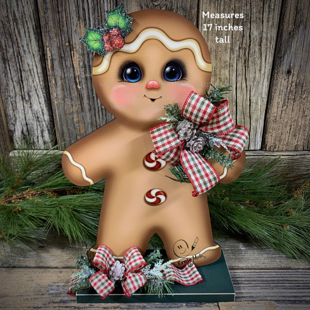 Gingerbread Decoration, Christmas centerpiece, Wooden Gingerbread with stand, gingerbread man decor, kitchen Christmas, Vintage Christmas