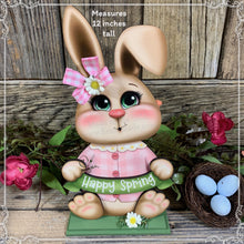 Load image into Gallery viewer, Spring Decoration, Easter Bunny centerpiece, Farmhouse Easter Springtime Tiered tray decor, wooden Bunny shelf sitter on base, Easter Rabbit
