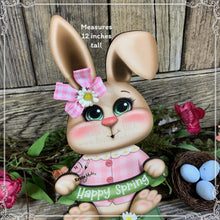 Load image into Gallery viewer, Spring Decoration, Easter Bunny centerpiece, Farmhouse Easter Springtime Tiered tray decor, wooden Bunny shelf sitter on base, Easter Rabbit
