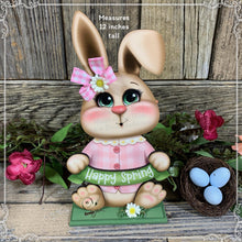 Load image into Gallery viewer, Spring Decoration, Easter Bunny centerpiece, Farmhouse Easter Springtime Tiered tray decor, wooden Bunny shelf sitter on base, Easter Rabbit
