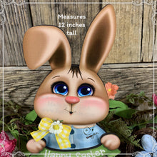 Load image into Gallery viewer, Spring Decoration, Easter Bunny centerpiece, Tiered tray decor, Vintage Easter Farmhouse decor, wood Bunny with Easter sign, Primitive Bunny
