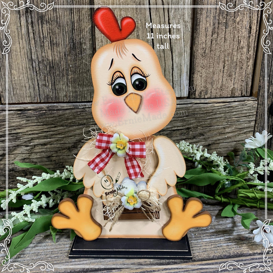 Chicken decoration, Farmhouse decor, Chicken Tiered tray decor, Cute wood Chicken sign, Wood Chicken shelf sitter, kitchen counter top decor