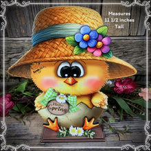 Load image into Gallery viewer, Spring Decoration, baby chick arrangement, Tiered tray decor, Chicken Farmhouse, wood chick with hello spring sign,table top, kitchen, shelf
