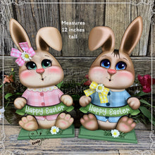 Load image into Gallery viewer, Spring Decoration, Easter Bunny centerpiece, Farmhouse Easter Springtime Tiered tray decor, wooden Bunny shelf sitter on base, Easter Rabbit
