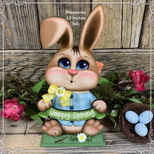 Load image into Gallery viewer, Spring Decoration, Easter Bunny centerpiece, Tiered tray decor, Vintage Easter Farmhouse decor, wood Bunny with Easter sign, Primitive Bunny
