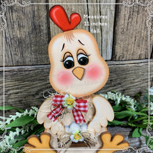 Load image into Gallery viewer, Chicken decoration, Farmhouse decor, Chicken Tiered tray decor, Cute wood Chicken sign, Wood Chicken shelf sitter, kitchen counter top decor
