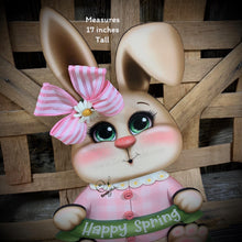 Load image into Gallery viewer, Spring Decoration, Easter Bunny centerpiece, shelf sitter, Vintage Easter Farmhouse decor, wood Bunny with Easter sign, Primitive rabbit
