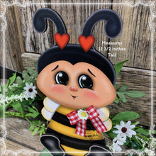 Load image into Gallery viewer, Bee decoration, Farmhouse Bee decor, Bee Tiered tray decor, Cute wood Bumble Bee sign, Summer Bee shelf sitter, Bee for kitchen counter top
