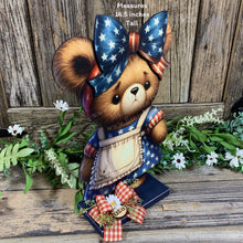Load image into Gallery viewer, Patriotic Bear decoration for Summer, USA, American decor, Fourth of July, Memorial Day, 4th of July decoration for entryway mantle or porch
