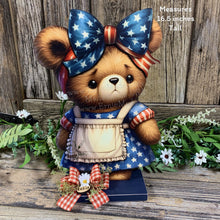 Load image into Gallery viewer, Patriotic Bear decoration for Summer, USA, American decor, Fourth of July, Memorial Day, 4th of July decoration for entryway mantle or porch
