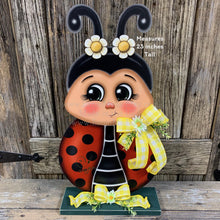 Load image into Gallery viewer, Ladybug decoration for summer, Ladybug centerpiece, wooden standing Ladybug sign, cute ladybug garden decor, Porch, patio, door, entry way
