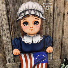 Load image into Gallery viewer, Patriotic Betsy Ross flag decoration, Colonial USA, American flag sign, Fourth of July, Memorial Day, Primitive 4th of July decor for porch
