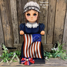 Load image into Gallery viewer, Patriotic Betsy Ross flag decoration, Colonial USA, American flag sign, Fourth of July, Memorial Day, Primitive 4th of July decor for porch
