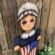 Load image into Gallery viewer, Patriotic Betsy Ross flag decoration, Colonial USA, American flag sign, Fourth of July, Memorial Day, Primitive 4th of July decor for porch
