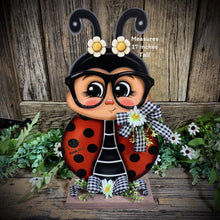 Load image into Gallery viewer, Ladybug decoration for summer, Ladybug centerpiece, wooden standing Ladybug sign, cute ladybug garden decor, Porch, patio, door, entry way
