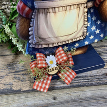 Load image into Gallery viewer, Patriotic Bear decoration for Summer, USA, American decor, Fourth of July, Memorial Day, 4th of July decoration for entryway mantle or porch
