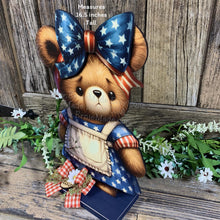 Load image into Gallery viewer, Patriotic Bear decoration for Summer, USA, American decor, Fourth of July, Memorial Day, 4th of July decoration for entryway mantle or porch
