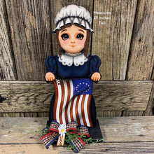 Load image into Gallery viewer, Patriotic Betsy Ross flag decoration, Colonial USA, American flag sign, Fourth of July, Memorial Day, Primitive 4th of July decor for table

