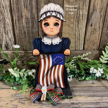 Load image into Gallery viewer, Patriotic Betsy Ross flag decoration, Colonial USA, American flag sign, Fourth of July, Memorial Day, Primitive 4th of July decor for table
