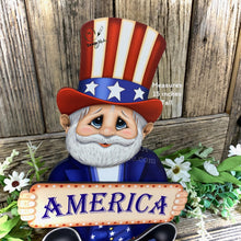 Load image into Gallery viewer, Patriotic decoration Uncle Sam with sign, USA, America Fourth of July, gift for Veteran, Memorial Day, 4th of July, table and shelf decor
