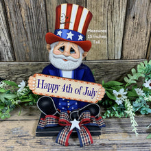 Load image into Gallery viewer, Patriotic decoration Uncle Sam with sign, USA, America Fourth of July, gift for Veteran, Memorial Day, 4th of July, table and shelf decor
