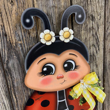 Load image into Gallery viewer, Ladybug decoration, Ladybug door hanger, Ladybug sign, wooden ladybug, Ladybug Porch sign, Ladybug wreath for front door, Summer door hanger
