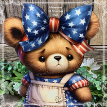 Load image into Gallery viewer, Patriotic Bear decoration for Summer, USA, American decor, Fourth of July Holiday, 4th of July decoration for shelf, table tiered tray decor
