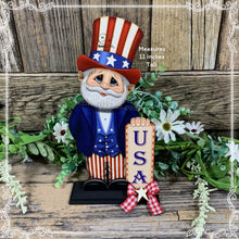 Load image into Gallery viewer, Patriotic decoration Uncle Sam Summer, USA, America sign, Fourth of July, Veterans gift, Memorial Day, 4th of July, table, tiered tray decor
