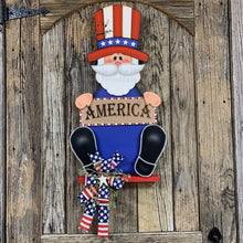 Load image into Gallery viewer, Patriotic Uncle Sam decoration, summer door hanger, America, Fourth of July, Veterans gift, Memorial Day, 4th of July, front door wreath
