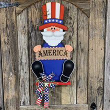 Load image into Gallery viewer, Patriotic Uncle Sam decoration, summer door hanger, America, Fourth of July, Veterans gift, Memorial Day, 4th of July, front door wreath
