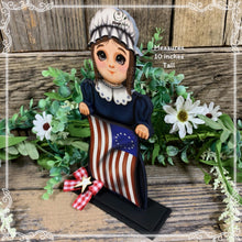 Load image into Gallery viewer, Patriotic Betsy Ross flag decoration, colonial flag, USA, Fourth of July, Memorial Day, Primitive 4th of July table, shelf tiered tray decor
