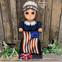 Load image into Gallery viewer, Patriotic Betsy Ross flag decoration, Colonial USA, American flag sign, Fourth of July, Memorial Day, Primitive 4th of July decor for porch
