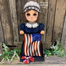 Load image into Gallery viewer, Patriotic Betsy Ross flag decoration, Colonial USA, American flag sign, Fourth of July, Memorial Day, Primitive 4th of July decor for porch
