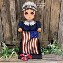 Load image into Gallery viewer, Patriotic Betsy Ross flag decoration, Colonial USA, American flag sign, Fourth of July, Memorial Day, Primitive 4th of July decor for porch
