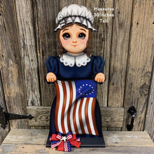 Load image into Gallery viewer, Patriotic Betsy Ross flag decoration, Colonial USA, American flag sign, Fourth of July, Memorial Day, Primitive 4th of July decor for porch
