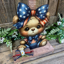 Load image into Gallery viewer, Patriotic decoration for Summer, USA, America sign, Fourth of July, Memorial Day, 4th of July, bear decoration for entryway mantle or porch
