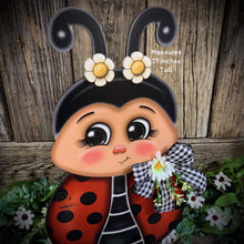Load image into Gallery viewer, Ladybug decoration for summer, Ladybug centerpiece, wooden standing Ladybug sign, cute ladybug garden decor, Porch, patio, door, entry way
