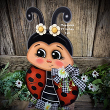 Load image into Gallery viewer, Ladybug decoration for summer, Ladybug centerpiece, wooden standing Ladybug sign, cute ladybug garden decor, Porch, patio, door, entry way
