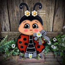 Load image into Gallery viewer, Ladybug decoration for summer, Ladybug centerpiece, wooden standing Ladybug sign, cute ladybug garden decor, Porch, patio, door, entry way
