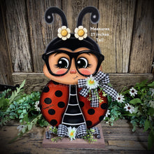 Load image into Gallery viewer, Ladybug decoration for summer, Ladybug centerpiece, wooden standing Ladybug sign, cute ladybug garden decor, Porch, patio, door, entry way
