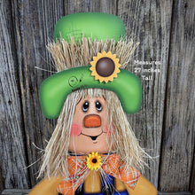 Load image into Gallery viewer, Scarecrow, Fall wooden Scarecrow with stand, wooden pumpkin porch decor, Thanksgiving Pumpkin centerpiece, Scarecrow wood crafts, Halloween
