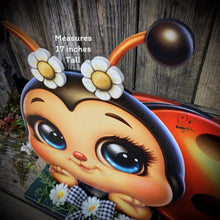 Load image into Gallery viewer, Ladybug decoration, Ladybug centerpiece, Ladybug sign, wooden ladybug with stand, Ladybug Porch decoration, ladybug Summer Porch greeter,
