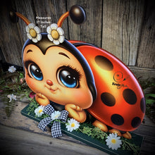 Load image into Gallery viewer, Ladybug decoration, Ladybug centerpiece, Ladybug sign, wooden ladybug with stand, Ladybug Porch decoration, ladybug Summer Porch greeter,
