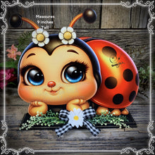 Load image into Gallery viewer, Ladybug decoration, summer decoration for Tiered tray, cute ladybug sign, Summer ladybug shelf sitter, cottage garden decor, table top decor
